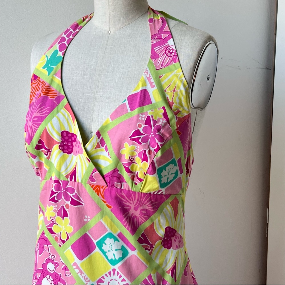 Vintage Lilly Halter Dress multi bright color size 4 - Picture 10 of 13
